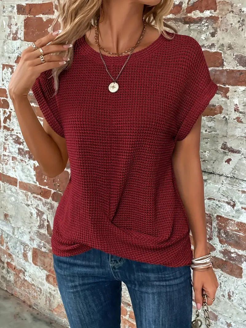Hadley | Waffle Twist Tee — Modern, Versatile, Stylish