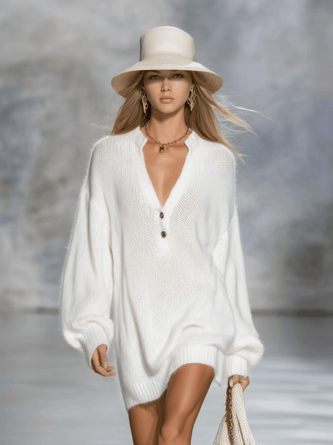 Madeline | Casual Elegant V-neck Solid Color Knitted Mini Dress
