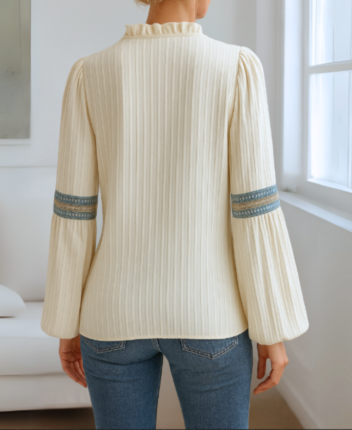 Rosalie | Vintage V-Neck Blouse with Classic Design
