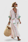 Serena | Women's V-Neck Kaftan Maxi Dress with Stripe Detail