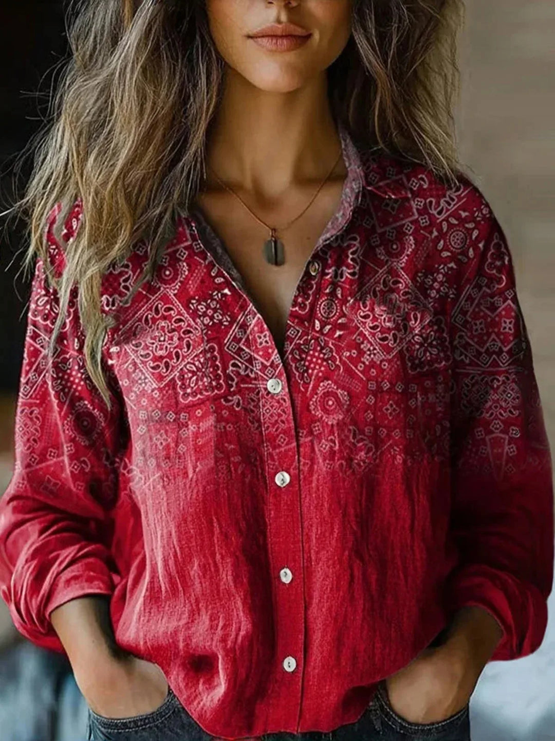 Juniper | Long Sleeve Button-Down Shirt with Floral Print