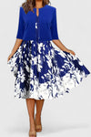 Flora | Women's Floral Midi Dress 3/4 Sleeve A-Line Occasion Dress