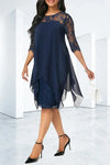 Ann | Quarter Sleeve Chiffon Dress