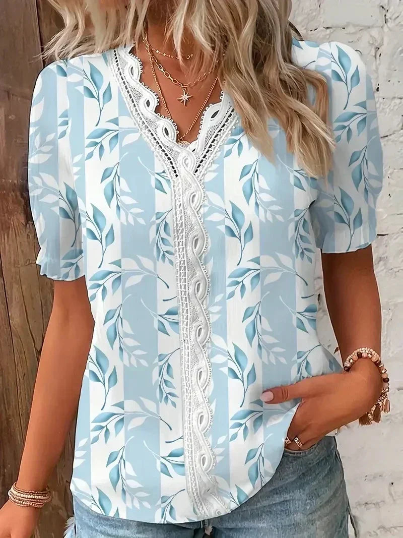 Lorelei | Floral Lace Blouse with V-Neck