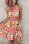 Freya | Women's Flowy Draped Dress with Halter Neckline and Lace Detail