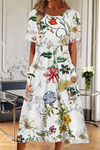 Faye | Women's Floral Dress with Short Sleeves and A-Line Silhouette