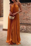 Anya | Women's Pleated Halter Maxi Dress with Elegant Design and Flowing Silhouette