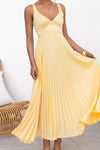 Elaraine | Women's Pleated Maxi Dress with V-Neck and Flowing Design