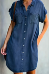Orabelle | Women's Denim Dress with Short Sleeves and Relaxed Fit
