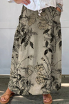 Kisses |  Retro Floral Art Elastic waistband Pocket Skirt