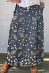 Josa | Retro Floral Art Elastic waistband Pocket Skirt