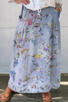 Jeda | Elegant Vintage Blue Print Pocket Skirt