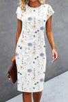 Ivy | Women's Floral Midi Dress Short Sleeve Ruched Waist