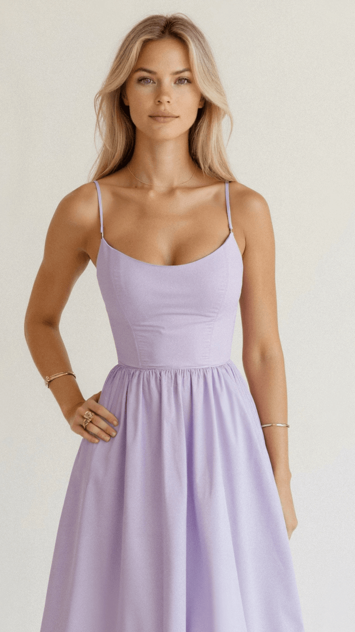 Genevieve | Elegant A-Line Midi Dress in Ascot Style for Special Events