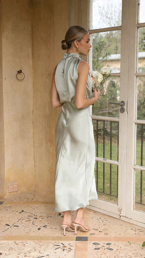 Helena | Elegant Halter Midi Dress – Flattering Flowing Design for Every Event