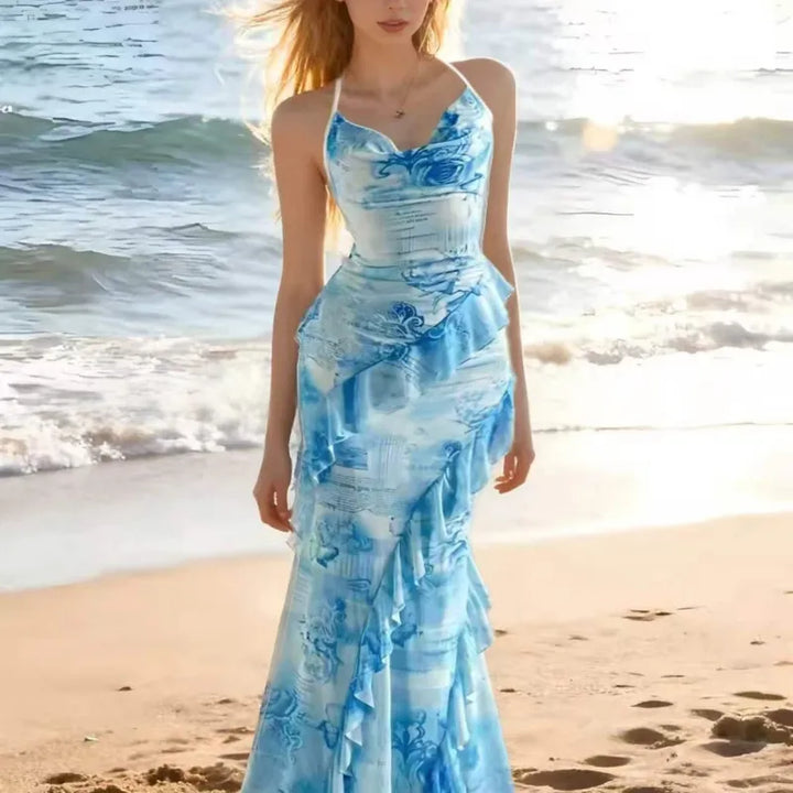Marielle | Women’s Maxi Dress with Ruffles and Print