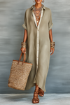 Presley | Women's Short Sleeve Button Front Shirt Maxi Dress