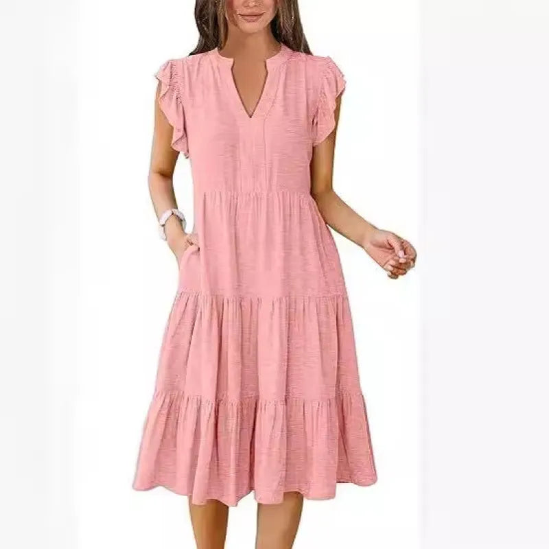 Blake | Women’s Dress with V-Neck and Tiered Skirt