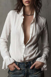 Matilda | Vintage-Inspired White Button-Up Ruffle Cuff Shirt