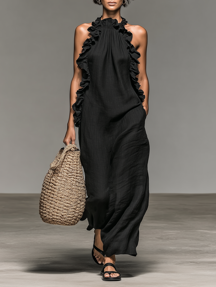 Jennifer | Sleeveless Ruffle Detail Casual Maxi Dress