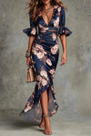 Audrey | Women’s Floral Dress with V-Neck and Ruffles