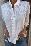 Vivienne | Women's Lace Blouse Long Sleeve Button Down Embroidered Top