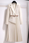 Adrienne | Women's Belted Pleated Midi Dress