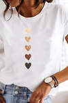 Anora | Women's Heart Print Crew Neck Short Sleeve Tee