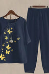 Aveline | Women's Butterfly Print 2-Piece Top & Pants Set