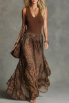 Hailey | Casual And Stylish V-neck Sleeveless Leopard Print Chiffon Maxi Dress