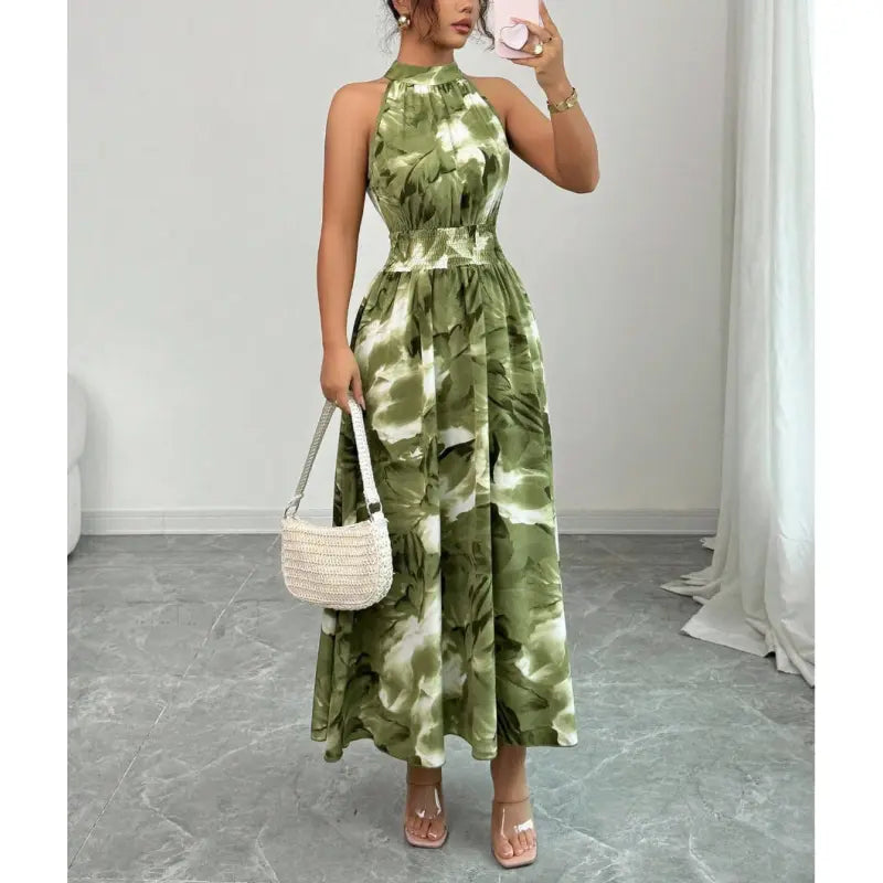 Noelle | Women’s Maxi Dress with Halter Neckline and Smocked Waist