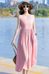 Isaline | Women's Dress with V-Neck and Tie Waist
