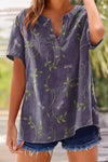 Lorelei | Women’s Printed Blouse with Split Neckline and Buttons