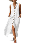 Chloe |  Women's button-front shirt dress with side pockets