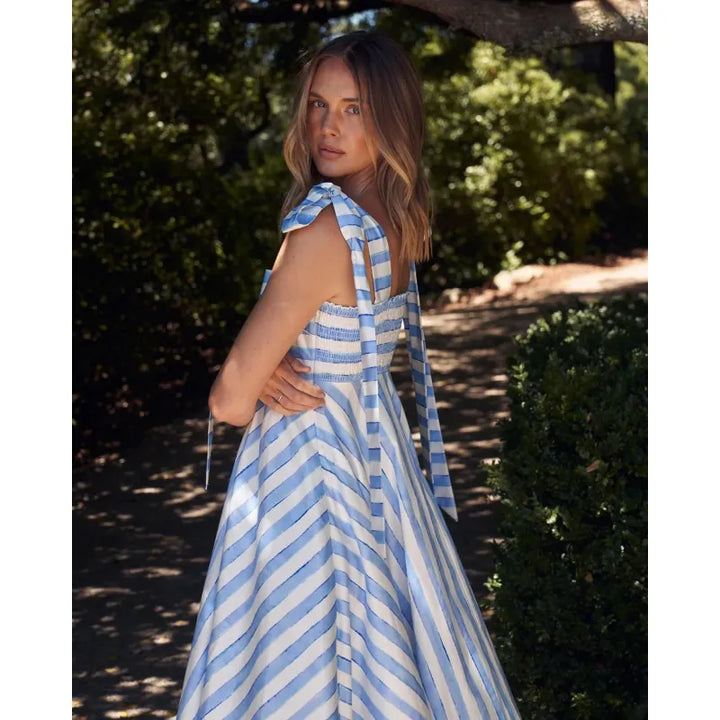 Scarlett | Women’s Maxi Dress with Stripes and Ties