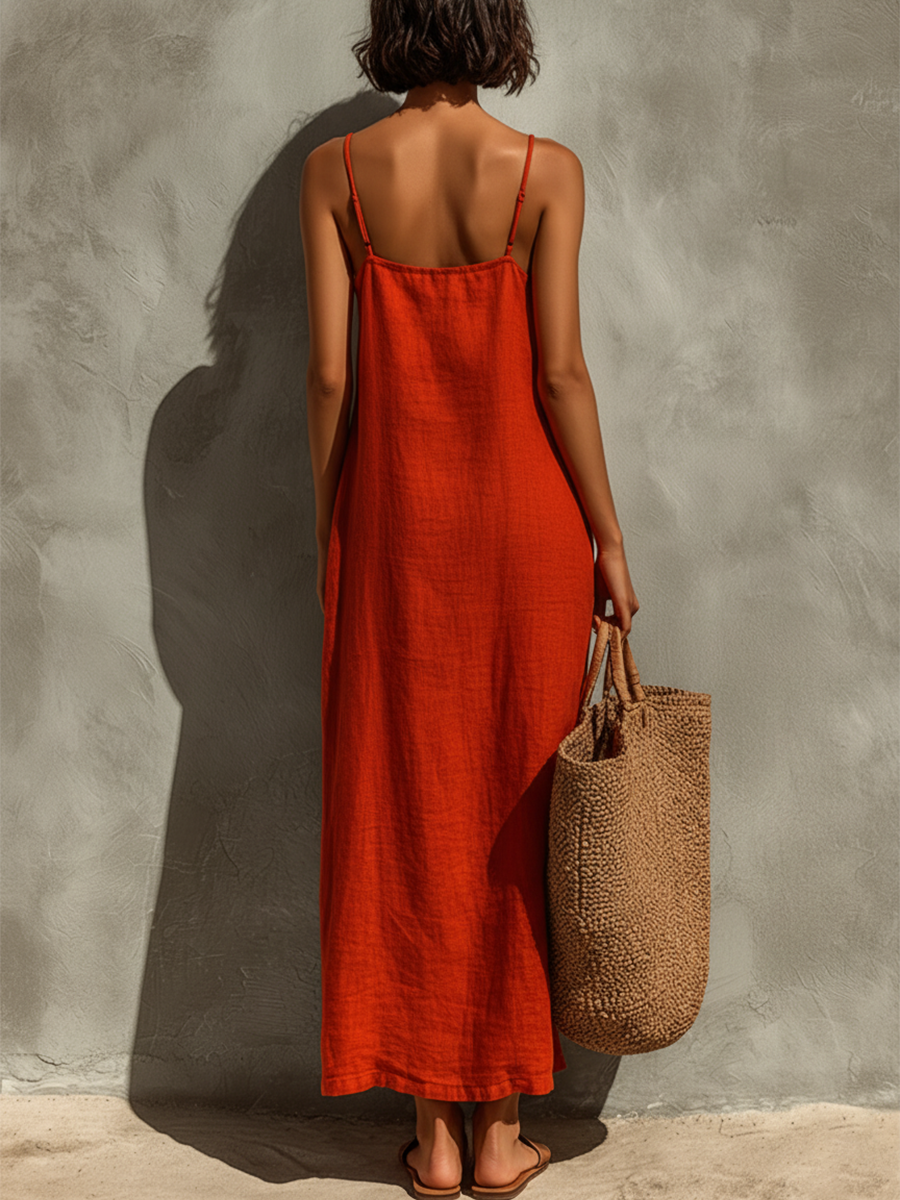 Rebecca | Spaghetti Strap Square Neck Boho Resort Dress