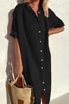 Blythe | Women's Collared Short Sleeve Midi Shirt Dress