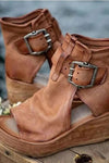 Valmai | Women's Wedge Ankle Boot Open Toe Buckle