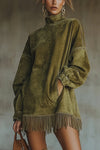 Briella | Women's Knit Sweater Dress with Fringe Hem