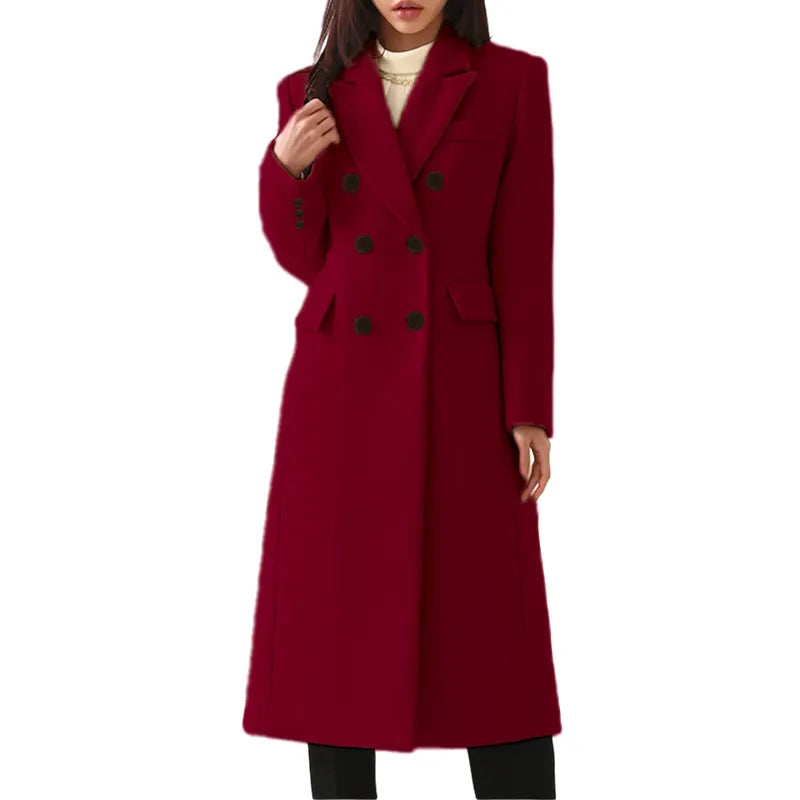 Sally | Women’s Long Coat with Lapels and Buttons