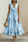 Maureen | Women’s Maxi Dress with V-Neck and Pleats
