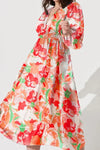Riley | Women’s Midi Dress with V-Neck and Print