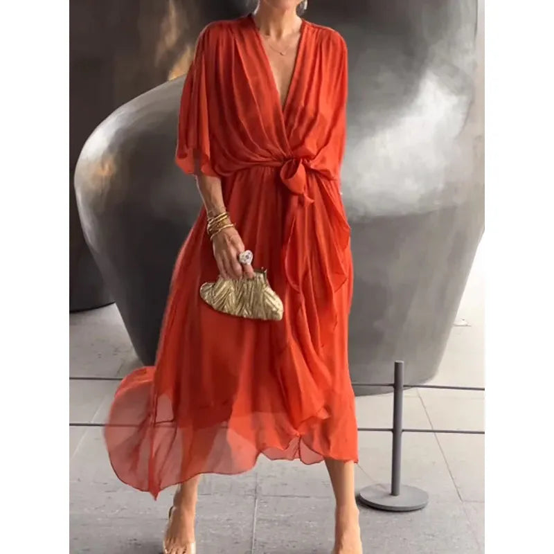 Penelope | Women’s Wrap Dress with V-Neck and Tie Waist