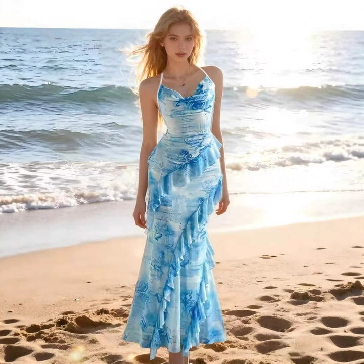 Marielle | Women’s Maxi Dress with Ruffles and Print