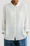Calista | Women's Pleated Button Front Long Sleeve Blouse