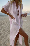 Carita | Women's Button Down Collared Beach Shirt Dress