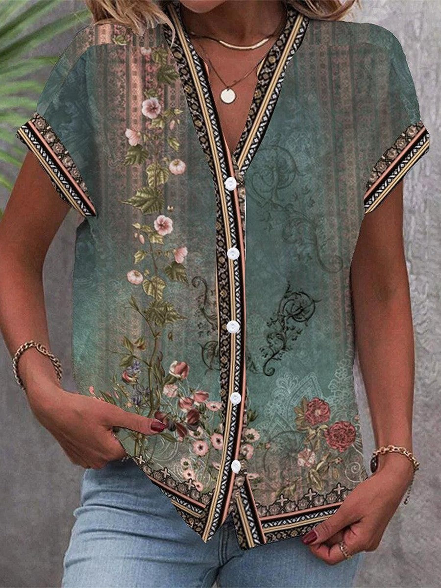 Vivienne | Floral Print V-Neck Blouse