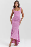 Solara | Women's Evening Dress with Lace Detail and Ruched Design