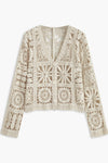Crochet Square Pattern Button-Front Cardigan
