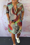 Tatiana | Women's V-Neck Dress with Colorful Print and Flowy Design